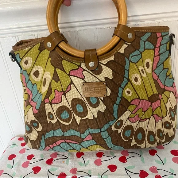 Relic Bags Vintage Relic Brown And Pink Tote Bag With Bold